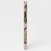 Tropisches Pink & Gold Palm Blätter Muster & Name iPhone Hülle (Rechte Seite)