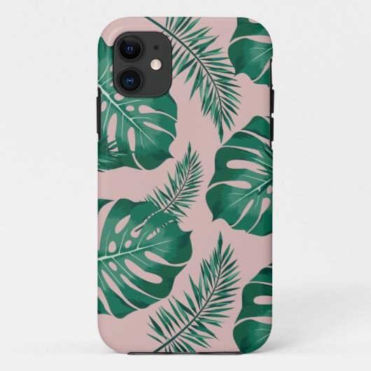 Tropisches Pink & Green Palm Blätter Nahtloses Mus Case-Mate iPhone Hülle (Rückseite)