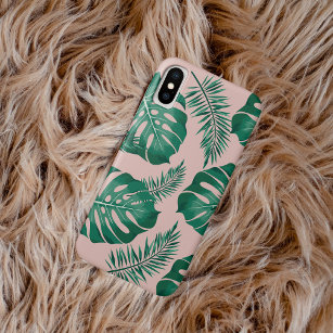 Tropisches Pink & Green Palm Blätter Nahtloses Mus Case-Mate iPhone Hülle