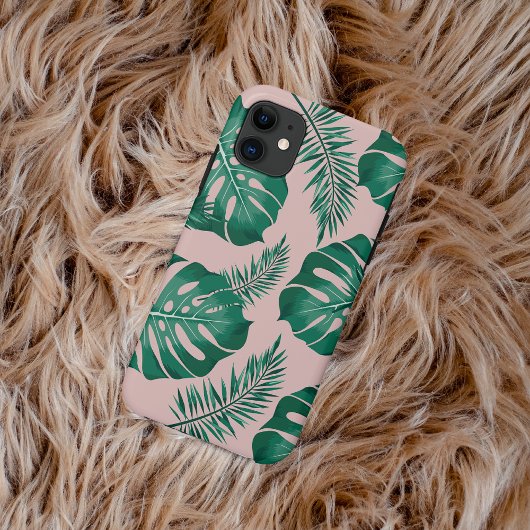 Tropisches Pink & Green Palm Blätter Nahtloses Mus Case-Mate iPhone Hülle