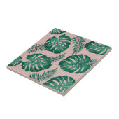 Tropisches Pink & Green Palm Blätter Nahtloses Mus Fliese (Seite)