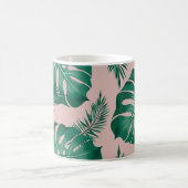 Tropisches Pink & Green Palm Blätter Nahtloses Mus Kaffeetasse (Mittel)