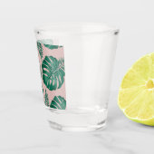 Tropisches Pink & Green Palm Blätter Nahtloses Mus Schnapsglas (Rechts)