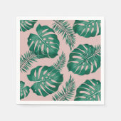 Tropisches Pink & Green Palm Blätter Nahtloses Mus Serviette (Vorderseite)