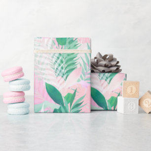 Tropisches Pink Mint Palm Foliage Grüne Geschenkpapier