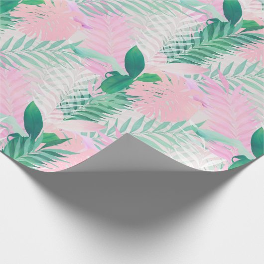 Tropisches Pink Mint Palm Foliage Grüne Geschenkpapier (Ecke)