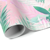 Tropisches Pink Mint Palm Foliage Grüne Geschenkpapier (Rolleneckpunkt)