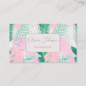 Tropisches Pink Mint Palm Foliage Grüne Visitenkarte (Vorderseite)