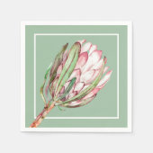 Tropisches Pink-Protea-Blume auf dem Minze-Party Serviette (Vorderseite)