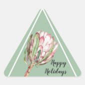 Tropisches Pink-Protea-Flora auf Minze Dreieckiger Aufkleber (Vorderseite)