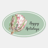 Tropisches Pink-Protea-Flora auf Minze Ovaler Aufkleber (Vorderseite)