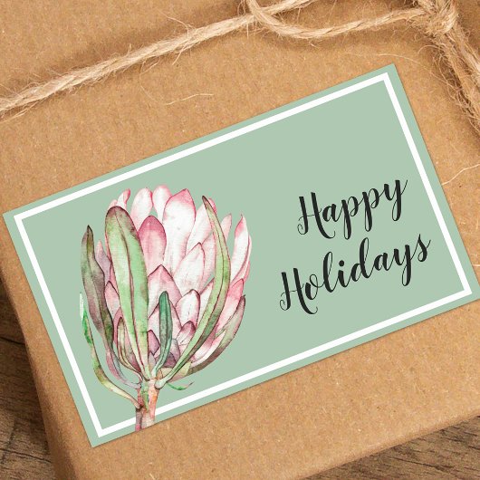 Tropisches Pink-Protea-Flora auf Minze Rechteckiger Aufkleber