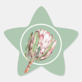 Tropisches Pink-Protea-Flora auf Minze Stern-Aufkleber (Vorderseite)