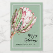 Tropisches Pink-Protea-Floral auf Mint MINI Weinetikett (Einzelnes Label)