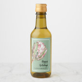 Tropisches Pink-Protea-Floral auf Mint MINI Weinetikett (Vorderseite)