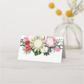 Tropisches Pink Protea Monstera Leaf | Aquarell Platzkarte (Rückseite)