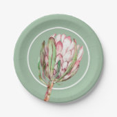 Tropisches Pink-Protea-Party Pappteller (Vorderseite)