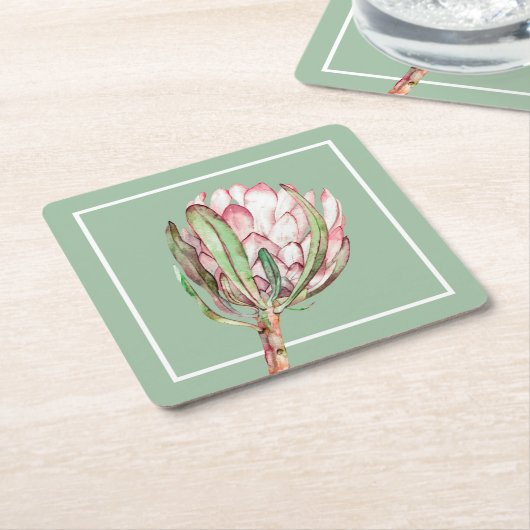 Tropisches Pink-Protea-Party Rechteckiger Pappuntersetzer (angewinkelt)