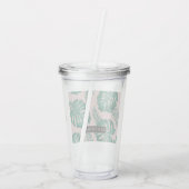 Tropisches Pink und grüne Palme Blätter Muster und Acryltrinkbecher (Rückseite)