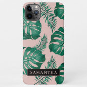 Tropisches Pink und grüne Palme Blätter Muster und iPhone Hülle (Rückseite)