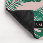 Tropisches Pink und grüne Palme Blätter Muster und Mousepad (Ecke)