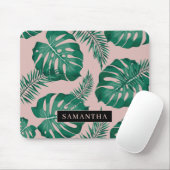 Tropisches Pink und grüne Palme Blätter Muster und Mousepad (Mit Mouse)