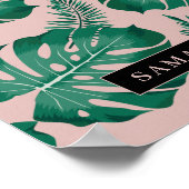 Tropisches Pink und grüne Palme Blätter Muster und Poster (Ecke)