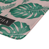 Tropisches Pink und grüne Palme Blätter Muster und Schneidebrett (Ecke)