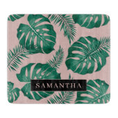 Tropisches Pink und grüne Palme Blätter Muster und Schneidebrett (Vorderseite)