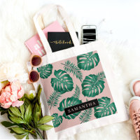 Tropisches Pink und grüne Palme Blätter Muster und