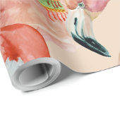 Tropisches Pink Weihnachts Flamingos Weihnachtsman Geschenkpapier (Rolleneckpunkt)