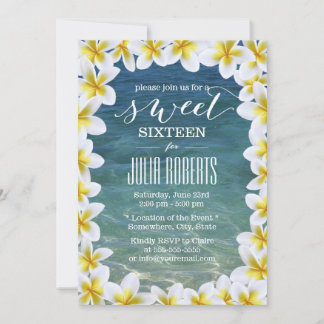 Tropisches Plumeria Blume Beach Sweet 16 Einladung