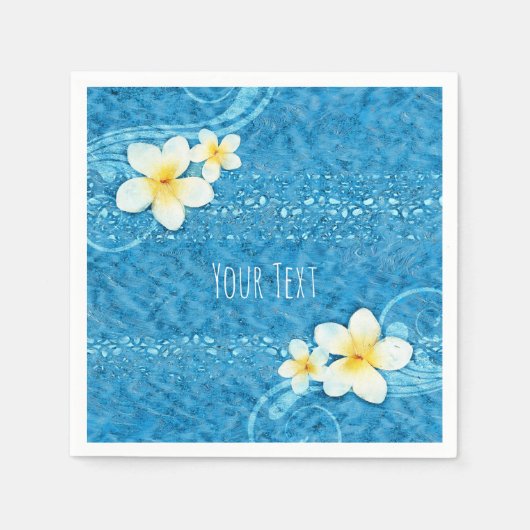 Tropisches Plumeria Blume Blauer Sommer Party Serviette (Vorderseite)