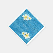 Tropisches Plumeria Blume Blauer Sommer Party Serviette (Ecke)