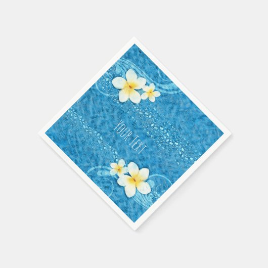 Tropisches Plumeria Blume Blauer Sommer Party Serviette (Ecke)