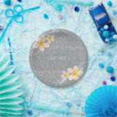 Tropisches Plumeria Blume Grau-Gelb Sommer Party Pappteller (Party)