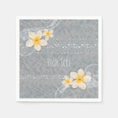 Tropisches Plumeria Blume Grau-Gelb Sommer Party Serviette (Vorderseite)