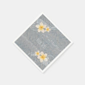 Tropisches Plumeria Blume Grau-Gelb Sommer Party Serviette (Ecke)