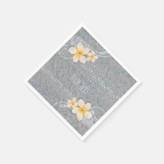 Tropisches Plumeria Blume Grau-Gelb Sommer Party Serviette (Ecke)