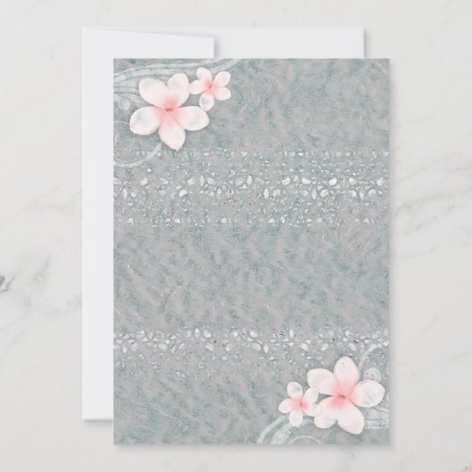 Tropisches Plumeria Blume Grau Pink Sommer Party Einladung (Rückseite)