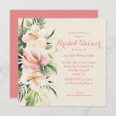 Tropisches Plumeria & Flamingo Lily Brautparty im Einladung (Vorne/Hinten)