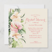 Tropisches Plumeria & Flamingo Lily Brautparty im Einladung (Vorderseite)