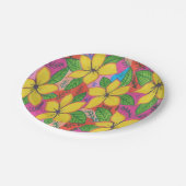 Tropisches Plumeria Garden Throw Kissen Pappteller (Schrägansicht)