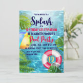 Tropisches Pool Beach Ball, Party für den Geburtst Einladung (Stehend Vorderseite)