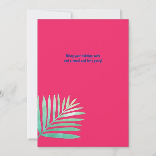 Tropisches POOL PARTY Flamingo Ananas Aloha Luau Einladung (Rückseite)