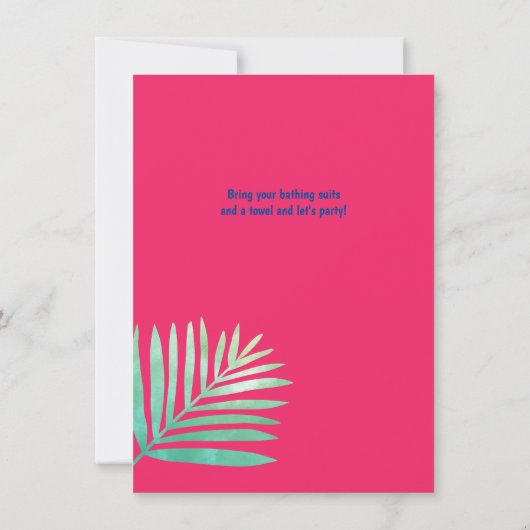 Tropisches POOL PARTY Flamingo Ananas Aloha Luau Einladung (Rückseite)