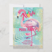 Tropisches POOL PARTY Flamingo Ananas Aloha Luau Einladung (Vorderseite)