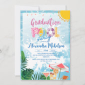 Tropisches Pool Party Sommer Abschluss Einladung (Vorderseite)