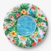 Tropisches Pool-Schwimmfloat Pappteller (Vorderseite)