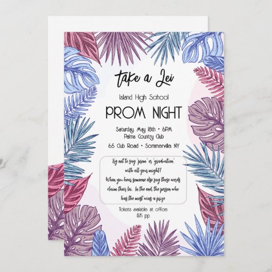Tropisches Prom Einladung (Vorne/Hinten)